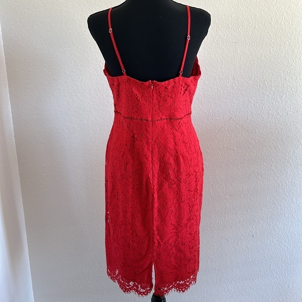 ASTR THE LABEL Red Lattice Inset Lace Dress Size Medium - Picture 9 of 11